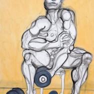 "Muscle Man" painting by Mary Woronov