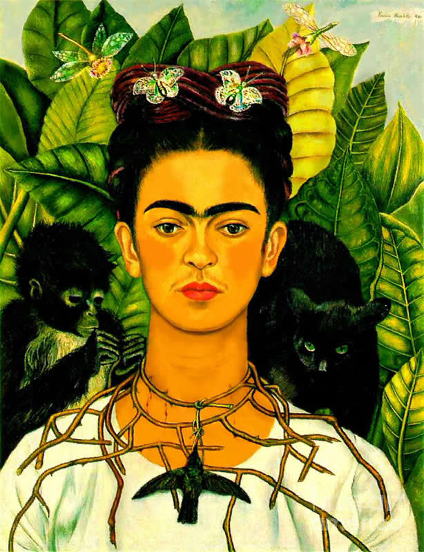 Frida Kahlo - Self-Portrait with Thorn Necklace and Hummingbird