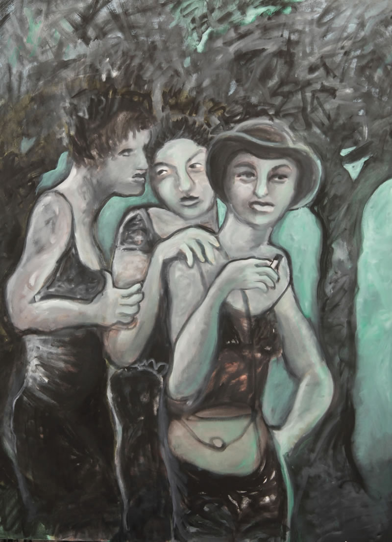 The Three Graces, 2012 painting by Mary Woronov