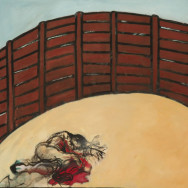 Death Enters the Ring, 2005 painting by Mary Woronov